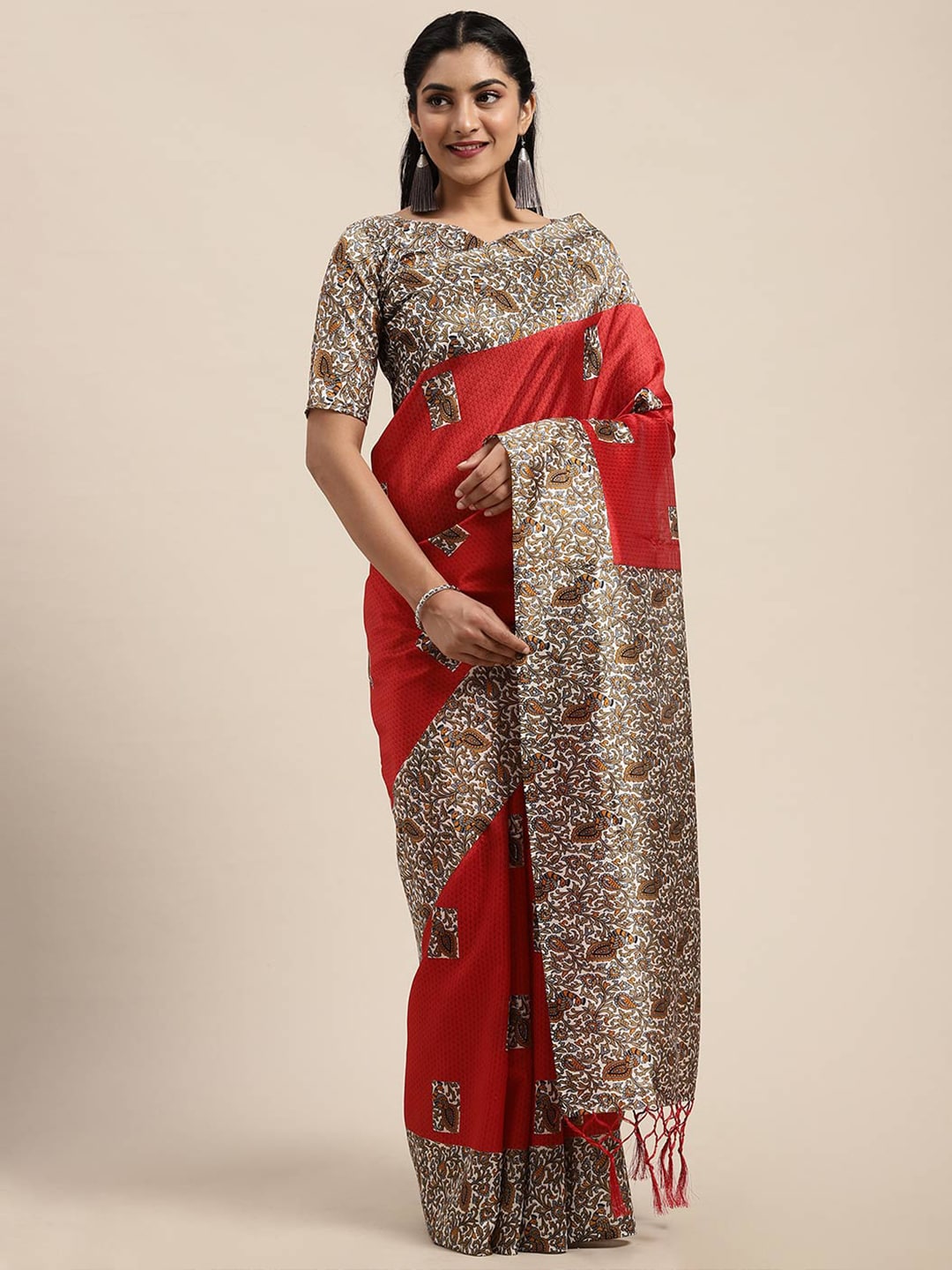 Saree Mall Red Art Silk Sarees | Grocsy