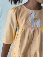 ArthLife Peach Sheep Embroidered Dress | Grocsy
