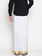 Sethukrishna Men White Double Layer Readymade Dhoti With Pocket | Grocsy