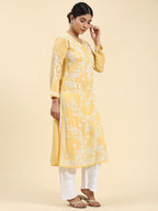 HOUSE OF KARI Ethnic Motifs Embroidered Chikankari Straight Kurta | Grocsy