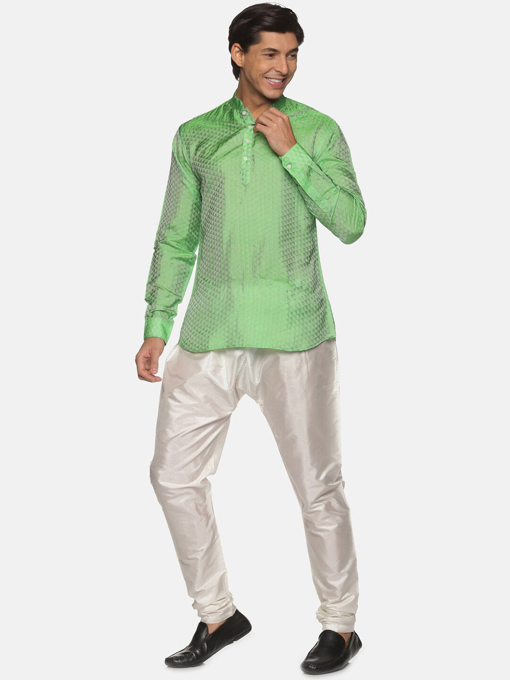 Sethukrishna Green Kurta with Pyjamas For Men | Grocsy