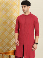 House of Pataudi Men Chikankari Embroidered Pure cotton Jashn Kurta with Pyjama | Grocsy