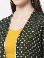 Myshka multi color Color Georgette Solid Top With Pant And Shrug Set | Grocsy