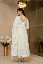 Yash Enterprise Off White Georgette Party Wear Embroidery Suit Set | Grocsy