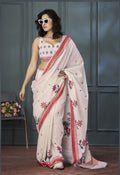 Anaita Off White Designer Weaving Handloom Linen Saree With Blouse | Grocsy