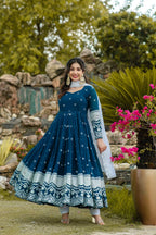 Yash Enterprise Navy Blue Fux Georgette With Emboidery Work Slwar Suits Stitched | Grocsy