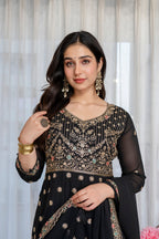 Yash Enterprise Black Georgette Party Wear Anarkali Suit Set | Grocsy
