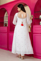 Yash Enterprise White Georgette Party Wear Embroidery Suit Set | Grocsy