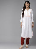 ADA Ethnic Motifs Embroidered Chikankari White Romance Kurta | Grocsy