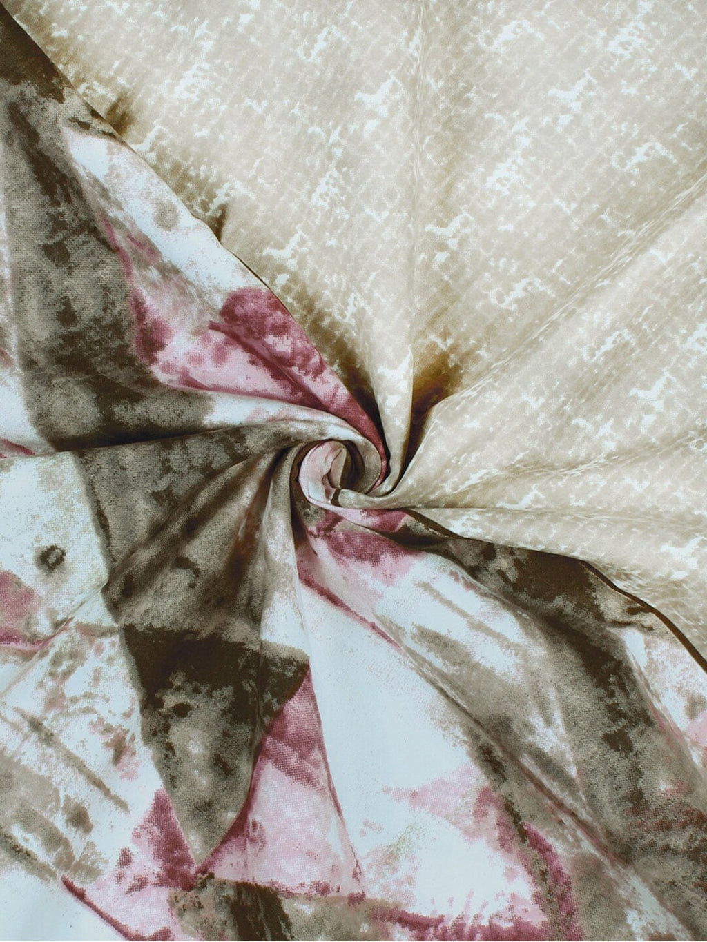 Story@home Brown & Pink Abstract Microfiber 180 TC Bedsheet With Pillow Cover | Grocsy