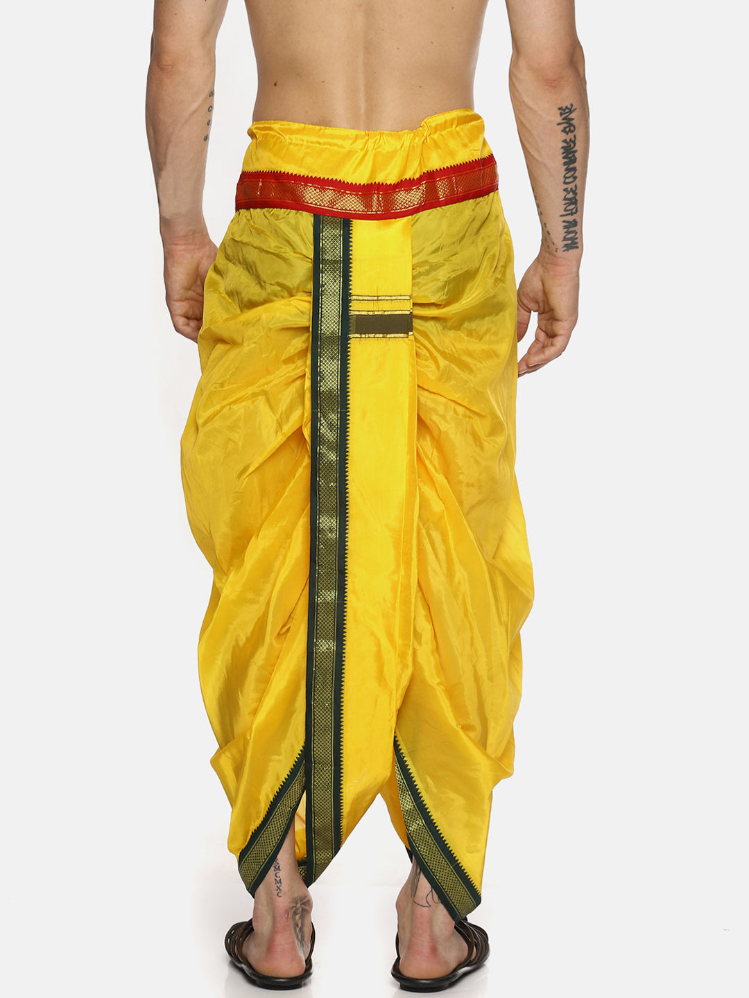 Sethukrishna Men Yellow Solid Readymade Dhoti Pants | Grocsy