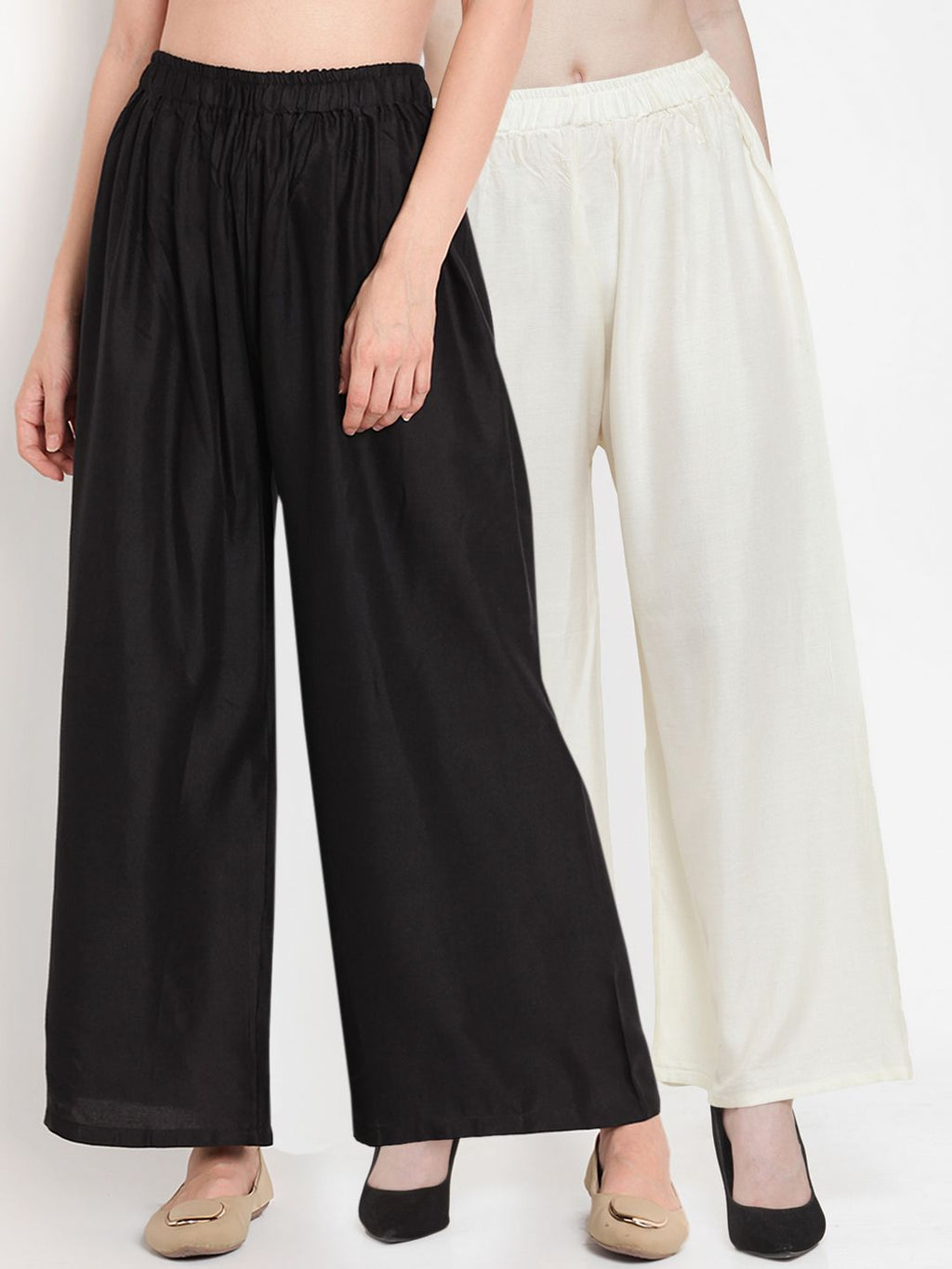 TAG 7 Women Pack Of 7 Solid Flared Palazzos | Grocsy