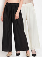 TAG 7 Women Pack Of 7 Solid Flared Palazzos | Grocsy