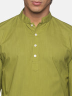 Sethukrishna Men Green Pure Cotton Kurta with Dhoti Pants | Grocsy