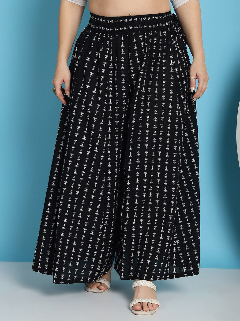 TAG 7 Women Floral Printed Flared Pure Cotton Palazzos | Grocsy