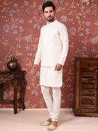 House of Pataudi Straight Kurta With Churidar & Embroidered Nehru Jacket | Grocsy