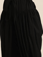 Sangria Women Black & Peach-Coloured Cotton Embroidered Straight Kurta with Dhoti Pants | Grocsy