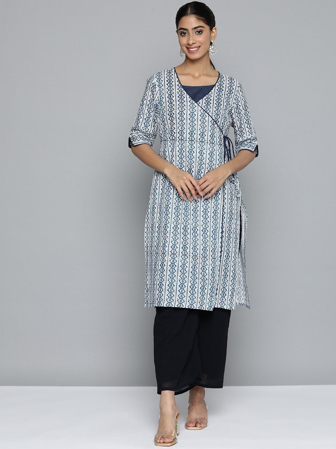 HERE&NOW Printed Wrap Designed Layered Kurta | Grocsy