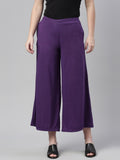 Souchii Violet Solid Wide Leg Palazzo | Grocsy