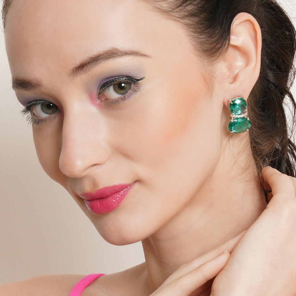 Jade Duet Studs- Ruby Raang | Grocsy
