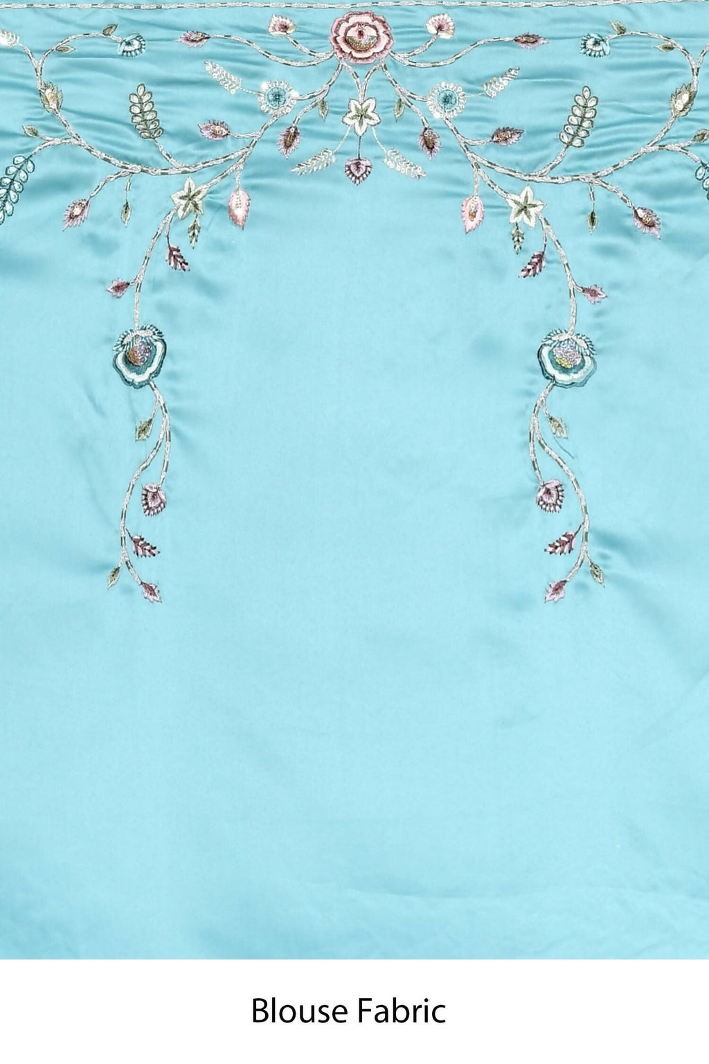 Blue Satin Silk Sequence Embroidered With Stone Work Festive Saree - Nimaya Denzy | Grocsy