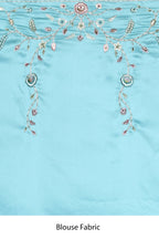 Blue Satin Silk Sequence Embroidered With Stone Work Festive Saree - Nimaya Denzy | Grocsy