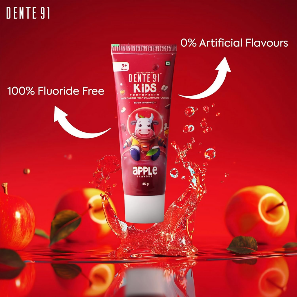 Dente91 Kids Toothpaste Protects Against Dental Caries & Hypersensitivity Fluoride Free Apple Flavour | Grocsy