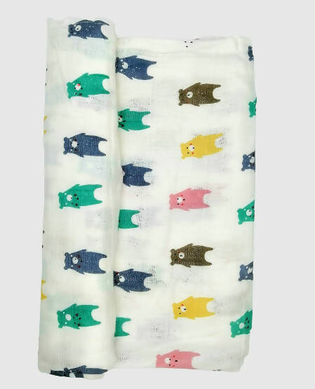 Kindermum Organic Cotton Muslin Swaddle Blanket 110 Cm X 110 Cm - Set Of 3 | Grocsy