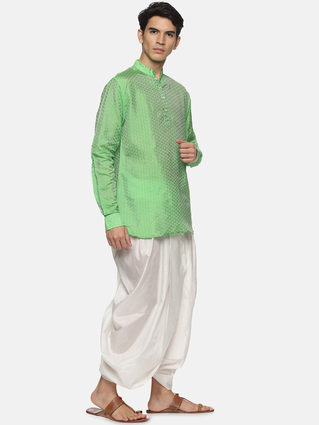Sethukrishna Men Green Kurta with Dhoti Pants | Grocsy
