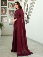 Tikhi Imli Solid Satin Saree | Grocsy