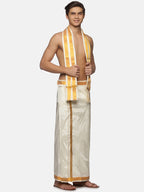Sethukrishna Cream-Coloured Solid Dhotis For Men | Grocsy