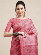 Saree Mall Peach-Coloured & White Floral Art Silk Sarees | Grocsy
