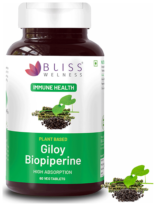 Bliss Welness Immune Health Giloy Biopiperine Veg Tablet | Grocsy