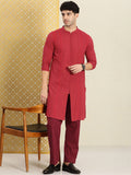 House of Pataudi Men Chikankari Embroidered Pure cotton Jashn Kurta with Pyjama | Grocsy