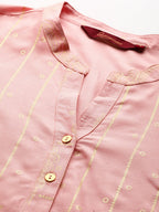 Sangria Women Pink & Yellow Ethnic Motifs Printed Kurta | Grocsy