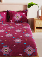 BIANCA Geo Tokyo Ethnic Motifs 200 TC King Bedsheet with 2 Pillow Covers | Grocsy