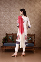 Hand Embroidered & Floral Printed Kurta With Pant & Dupatta Luxury, Multicolor - Hiral Fashion | Grocsy