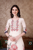 Hand Embroidered & Floral Printed Kurta With Pant & Dupatta Luxury, Multicolor - Hiral Fashion | Grocsy