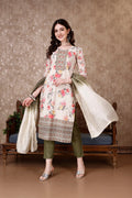 Hand Embroidered & Floral Printed Kurta With Pant & Dupatta Luxury, Multicolor - Hiral Fashion | Grocsy