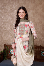 Hand Embroidered & Floral Printed Kurta With Pant & Dupatta Luxury, Multicolor - Hiral Fashion | Grocsy