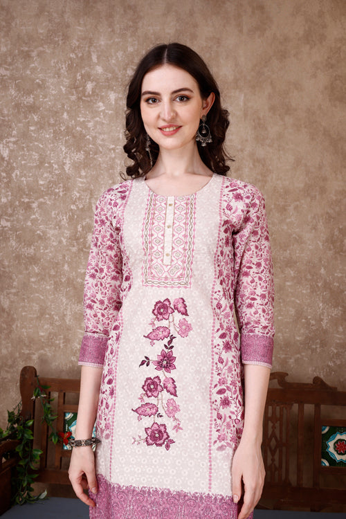 Hand Embroidered & Floral Printed Kurta With Pant & Dupatta Luxury, Multicolor - Hiral Fashion | Grocsy