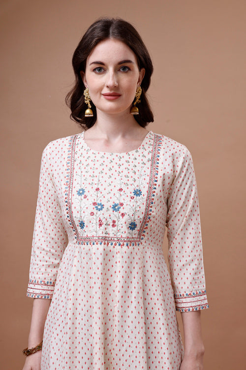 Embroidered Printed Pink Rayon Ethnic Dress, Multicolor - Hiral Fashion | Grocsy