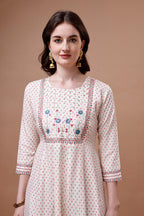 Embroidered Printed Pink Rayon Ethnic Dress, Multicolor - Hiral Fashion | Grocsy