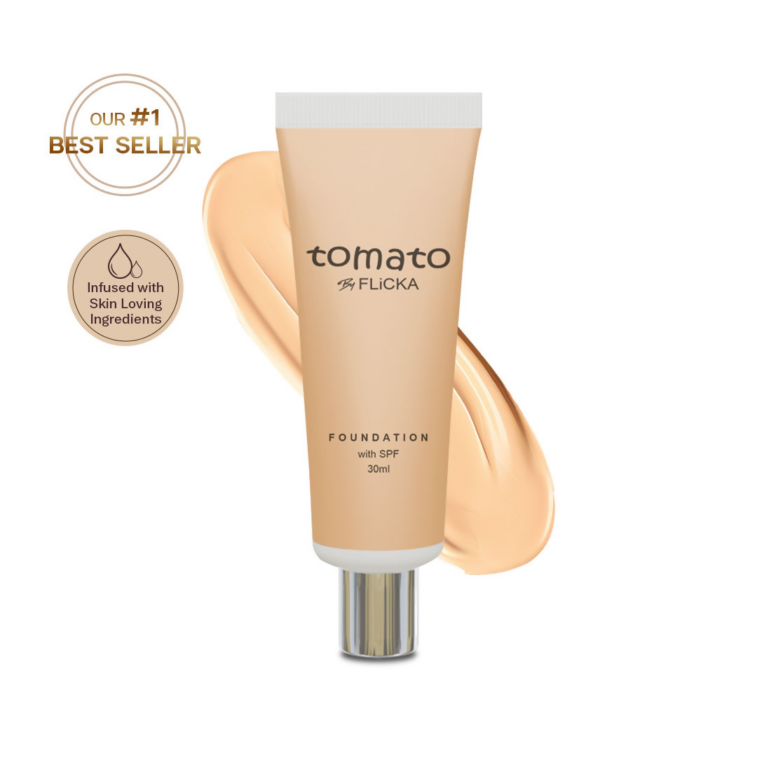 Flicka Cosmetics Tomato Liquid Foundation With Spf Long Lasting Lightweight All Skin Types - Beige | Grocsy
