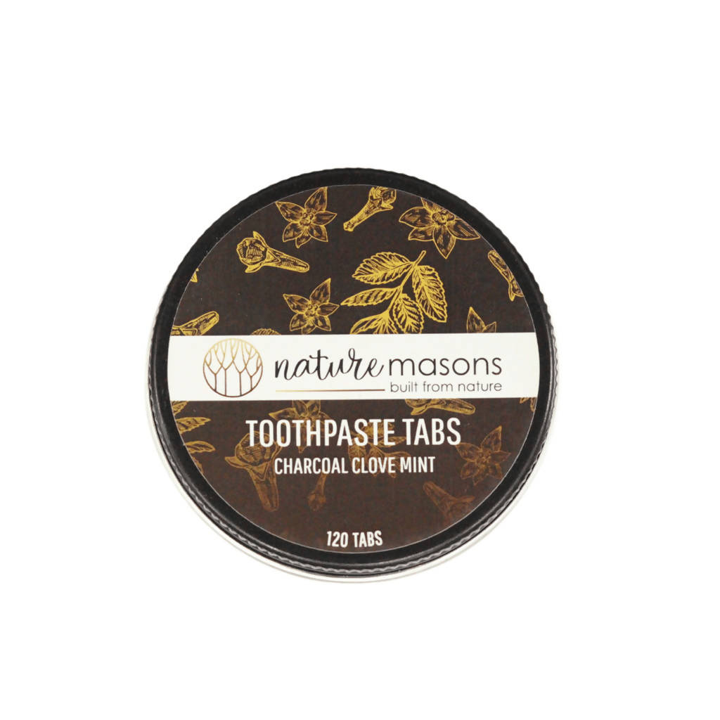 Nature Masons Toothpaste Tabs Charcoal, Clove & Mint | Grocsy