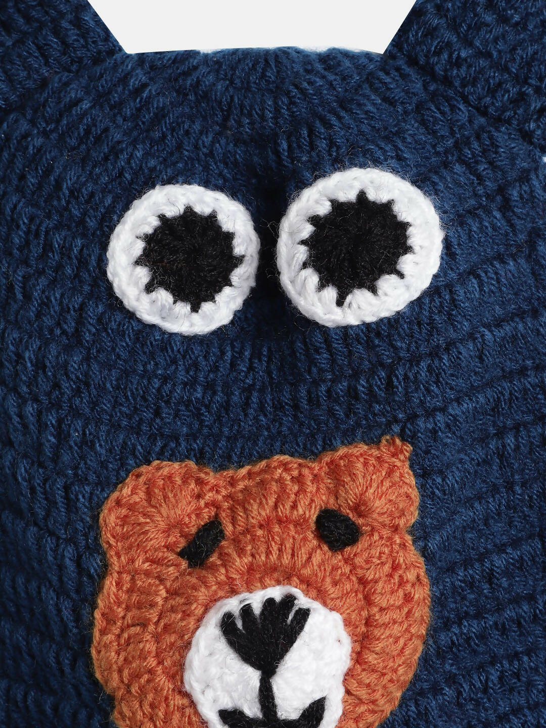 Chutput Kids Woollen Hand Knitted Bear Detail Cap - Blue | Grocsy