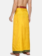 Sethukrishna Men Yellow Solid Readymade Dhoti | Grocsy