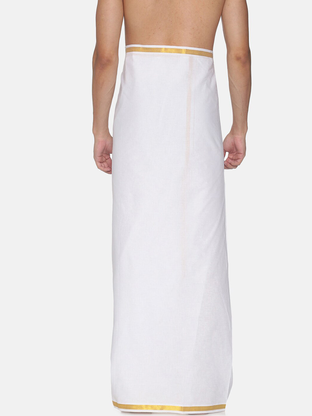 Sethukrishna Men White Solid Cotton Dhoti (GENIE-67335) | Grocsy
