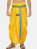 Sethukrishna Men Yellow Solid Double Layer Readymade Dhoti Pant | Grocsy