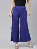 Souchii Navy Blue Knitted Ethnic Palazzos | Grocsy